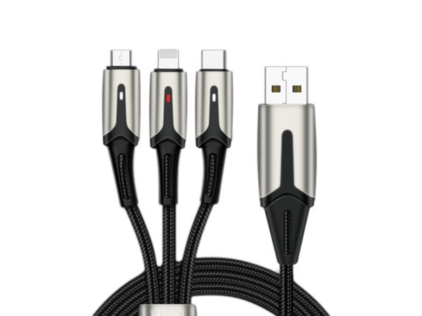 5A尼龍編織一拖三數(shù)據(jù)線，聯(lián)鑫德誠數(shù)據(jù)線廠家